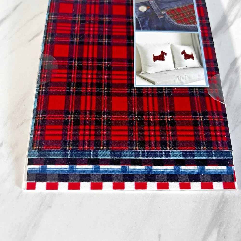 Horizon Group USA Iron on Plaid Black Red Blue White Fabric 6 Sheet 5